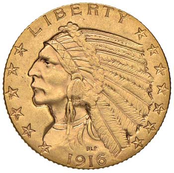 USA 5 Dollari 1916 S - AU (g 8,36)