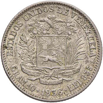 VENEZUELA 2 Bolivares 1936 - AG (g ... 