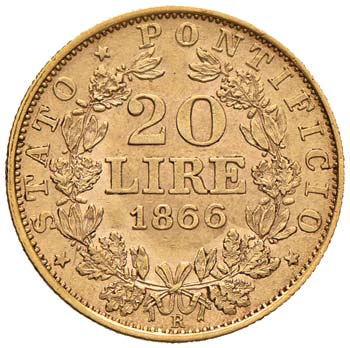 PIO IX (1846-1878) 20 Lire 1866 A. ... 