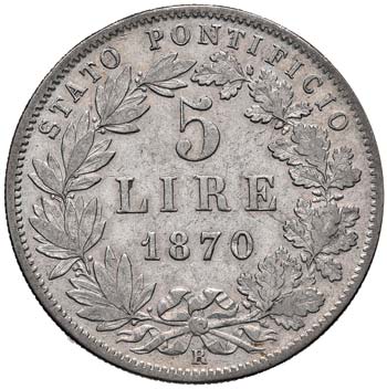 PIO IX (1846-1878) 5 Lire 1870 A. ... 