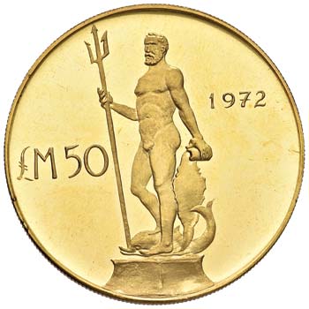 MALTA 50 Lire 1972 - AU (g 30,06) ... 