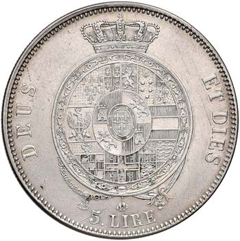 PARMA Roberto I (1854-1859) 5 Lire ... 