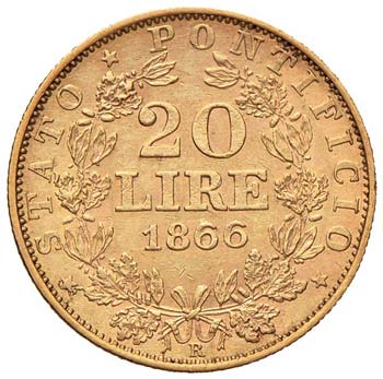PIO IX (1846-1878) 20 Lire 1866 A. ... 