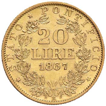 PIO IX (1846-1878) 20 Lire 1867 A. ... 