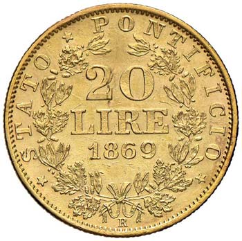 PIO IX (1846-1878) 20 Lire 1869 A. ... 