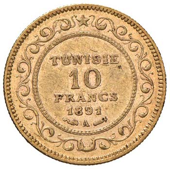 TUNISIA 10 Franchi 1891 – Fr. 13 ... 