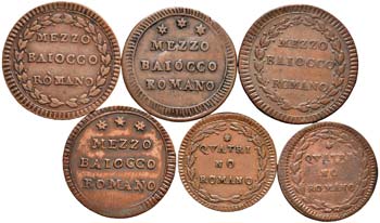 Lotto di sei monete di Pio VI per ... 
