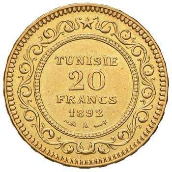 TUNISIA 20 Franchi 1892 - Fr. 12 ... 