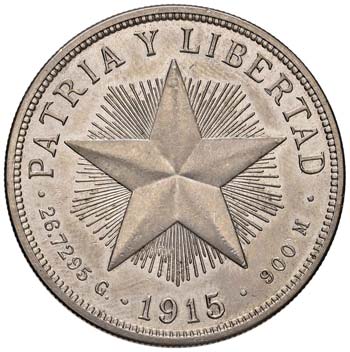 CUBA Peso 1915 - KM 15.1 AG (g ... 