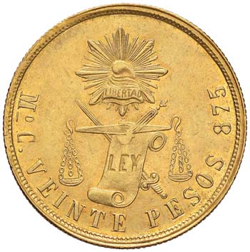 MESSICO 20 Pesos 1870 - Fr. 124 AU ... 