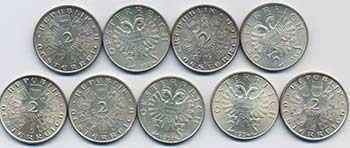 AUSTRIA Lotto di 7 monete da 2 ... 