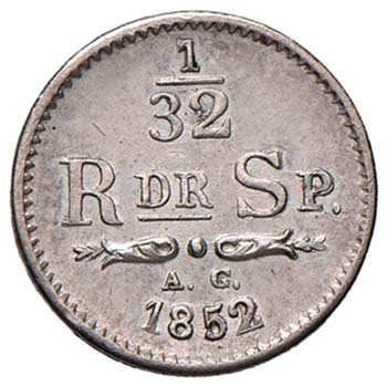 SVEZIA 1/32 Riksdaler 1852 - AG (g ... 