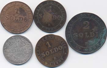 Lotto di 5 monete di Pio IX, come ... 