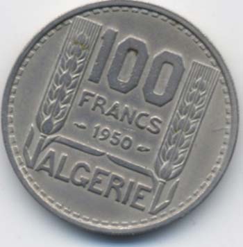 ALGERIA 100 Franchi 1950