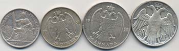 Lotto di quattro monete in argento ... 