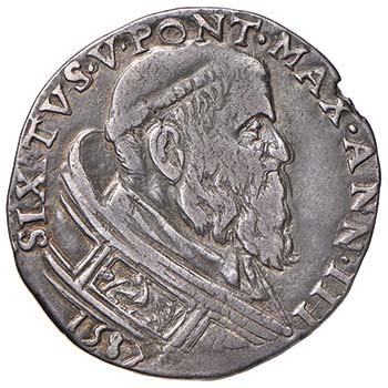 Sisto V (1585-1590) Testone 1587 - ... 
