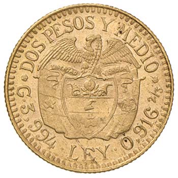 COLOMBIA 2,50 Pesos 1924 - Fr. 114 ... 
