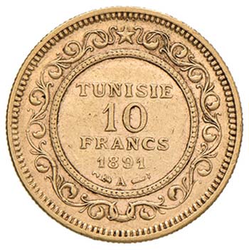 TUNISIA 10 Franchi 1891 - Fr. 13 ... 