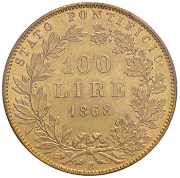 Pio IX (1846-1870) 100 Lire 1868 ... 