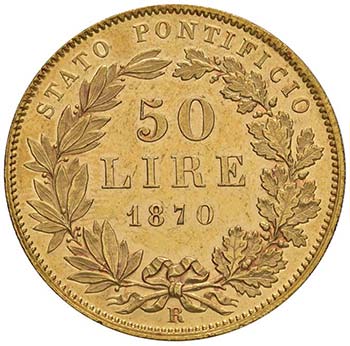 Pio IX (1846-1870) 50 Lire 1870 A. ... 