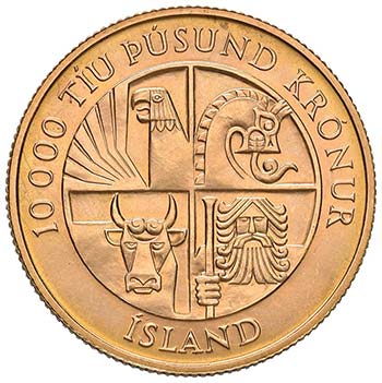 ISLANDA 10.000 Corone 1974 – Fr. ... 