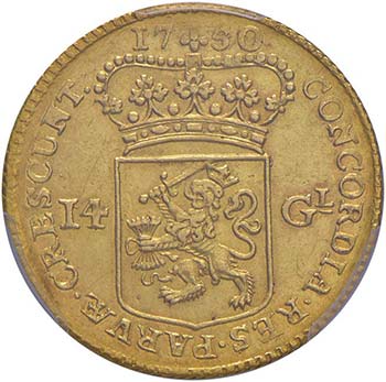 OLANDA 14 Gulden 1750 – KM 97 AU ... 