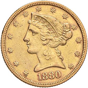 USA 5 Dollari 1880 – AU (g 8,30)