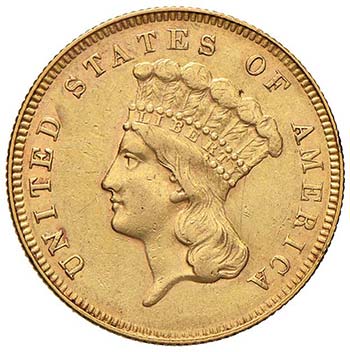 USA 3 Dollari 1866 – AU (g 5,00)