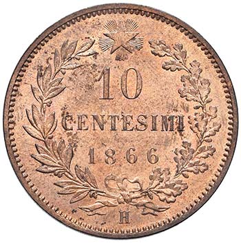 10 Centesimi 1866 H - Nomisma 944 ... 