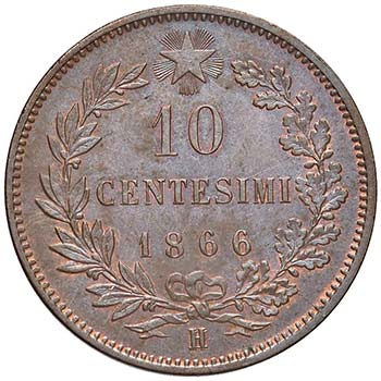 10 Centesimi 1866 H - Nomisma 944 ... 