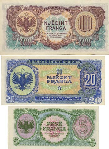 ALBANIA Banconote - 100, 20 e 5 ... 