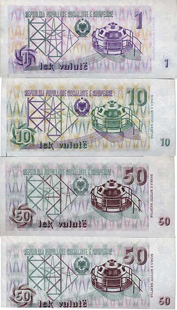ALBANIA Banconote - 50 (2), 10 e 1 ... 