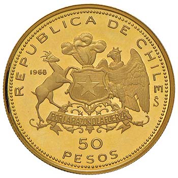 CILE 50 Pesos 1968 - KM 184 AU (g ... 