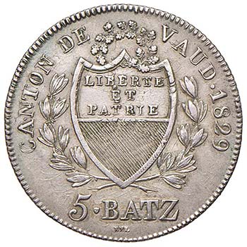 SVIZZERA Vaud - 5 Batzen 1829 - ... 