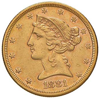USA 5 Dollars 1881 S - KM 101 AU ... 