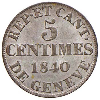 SVIZZERA Ginevra 5 Centimes 1840 - ... 