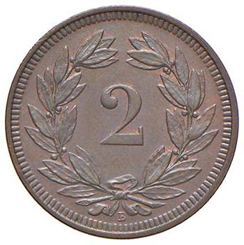 SVIZZERA 2 Rappen 1893 - KM 4.2 CU ... 