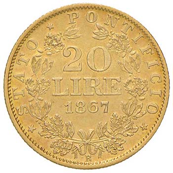 PIO IX (1846-1870)  20 Lire 1867 ... 
