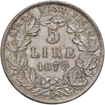 PIO IX (1846-1870) 5 Lire 1870 A. ... 