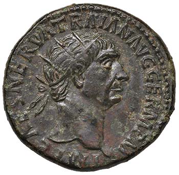 Traiano (98-117) Dupondio - Testa ... 