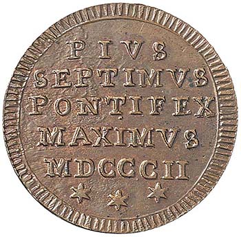 Pio VII (1800-1823) Mezzo baiocco ... 