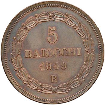 Pio IX (1846-1870) 5 Baiocchi 1849 ... 