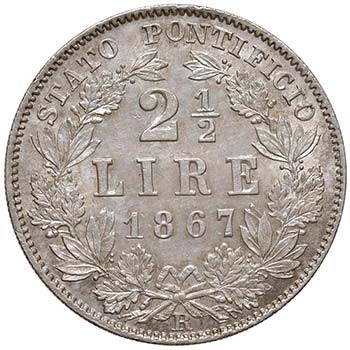 Pio IX (1846-1870) 2,50 Lire 1867 ... 