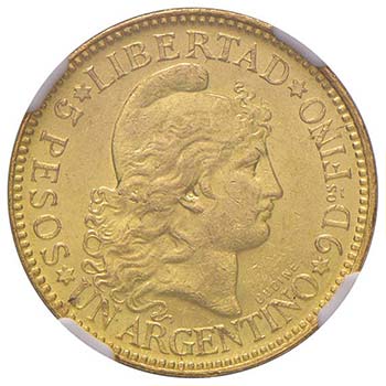ARGENTINA 5 Pesos 1896 - KM 31; ... 