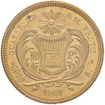GUATEMALA 10 Pesos 1869 – KM ... 