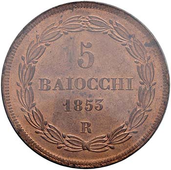Pio IX (1846-1870) 5 Baiocchi 1853 ... 