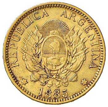 ARGENTINA 5 Pesos 1885 – KM 31; ... 