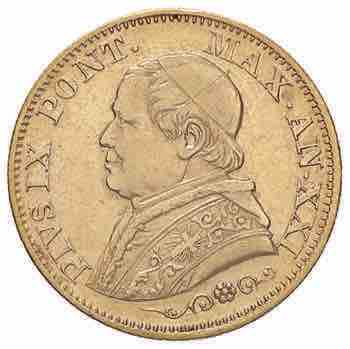 Pio IX (1846-1878) 10 Lire 1867 A. ... 