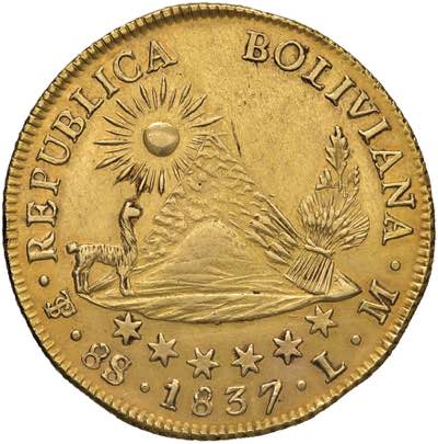 BOLIVIA 8 Escudos 1837 LM - KM 99 ... 