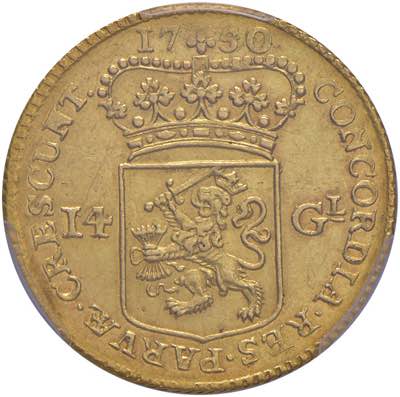 OLANDA 14 Gulden 1750 - KM 97 AU ... 